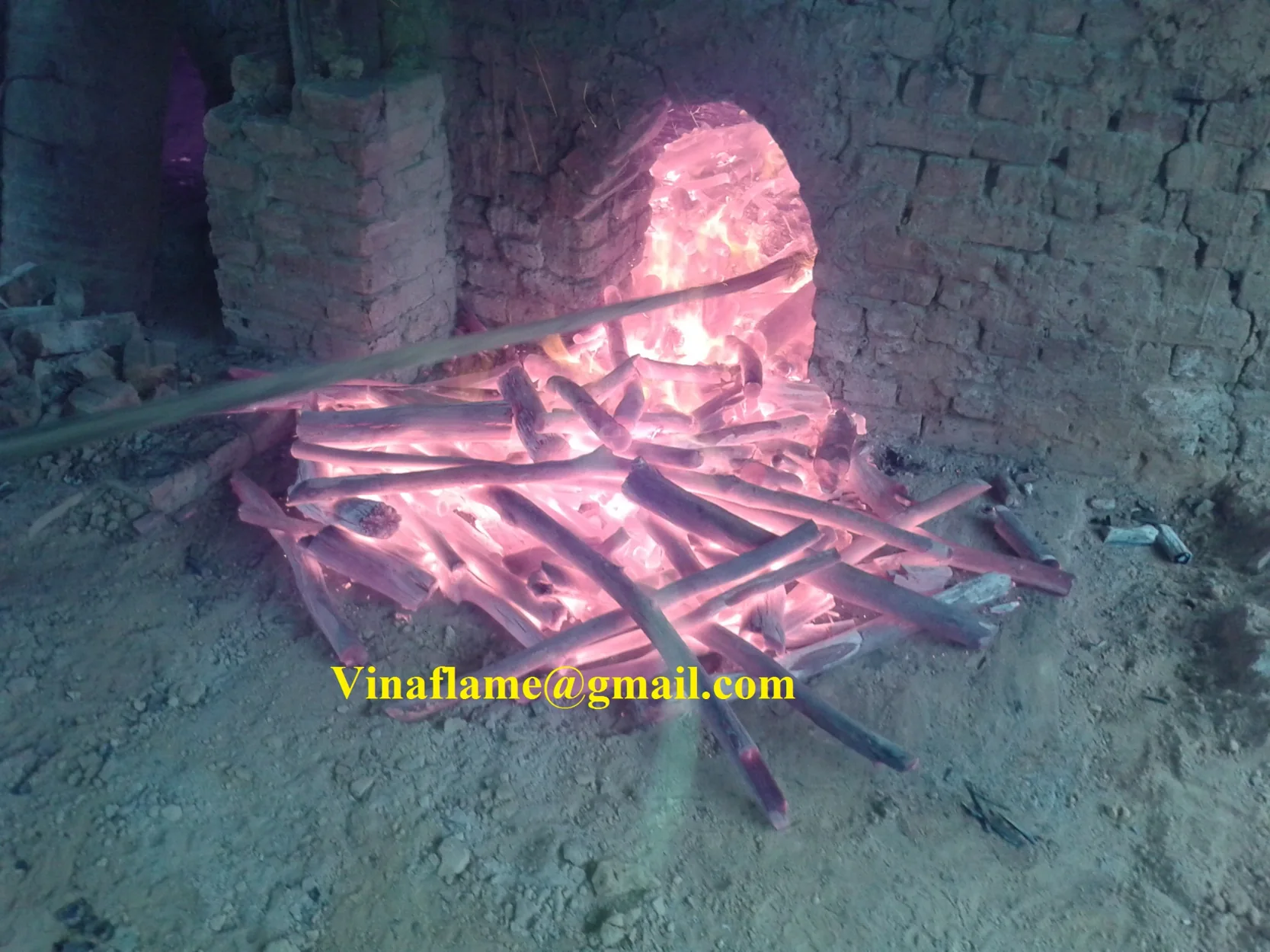 Charcoal at high temperature